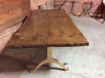 Live Edge Butternut Industrial Style Dining Table 6 small