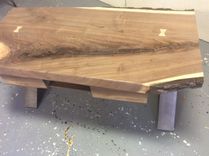 Walnut Coffee Table With Drawers And Flat Steel X Base 5 small