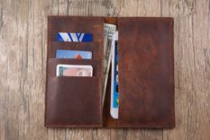 Iphone 6 Kodiak Oil Tanned Cowhide Leather Wallet Sleeve, Free Ship In U.S.A. Handmade In The U.S.A. 1 small