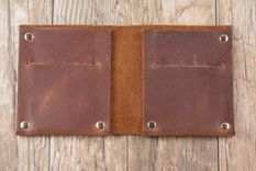 The Full Riveted - Minimalist Wallet Card Holder In Kodiak Oil Tanned Cowhide Leather. 4 small