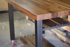 Walnut & Steel Kitchen Island 4 small