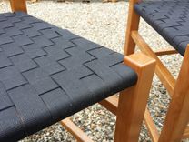 Shaker Chair Set, Curly Cherry, Handmade, Black Shaker Tape Seats 5 small