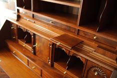 Secretary Desk, Upper Bookcase, Solid Mahogany 4 small