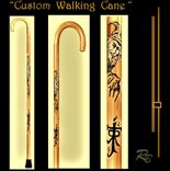 Wood, Cane, Custom Cane, Painted Cane, Retirement Gift, 3 small