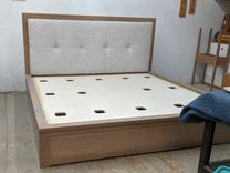 White Oak Storage Platform Bed With Padded Headboard 1 small