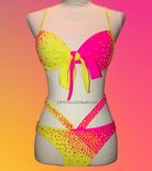 Neon Custom Bikini European Crystals Crystallized Any Color Style Bedazzled Swimsuit Bathing Suit 1 small