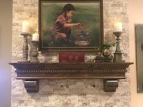 Fireplace Mantel Traditional Dental Molding Snake River Design With Corbels Stained Dark Walnut 2 small