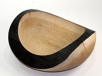 Sandblasted Oak Wood Turned Bowl 2 small