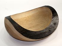 Sandblasted Oak Wood Turned Bowl 3 small