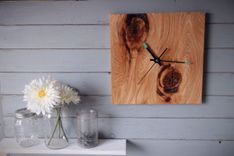 Modern Hickory Wall Clock 2 small