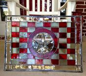 Stained Glass Panel Beveled Star On Checkerboard Background 1 small