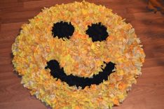 Happy Yellow Sunny Upcycled T-Shirt Shag Rug 30' 1 small