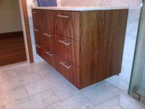 Floating Vanity And Wall Panels In Black Walnut. 2 small