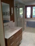 Floating Vanity And Wall Panels In Black Walnut. 3 small