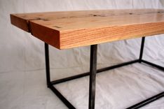 Solid Oak Coffee Table With Live Edge And Steel Base 5 small