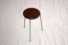 Mid-Century Modern Inspired Wood And Steel Stool 3 small