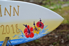 Just Married Surfboard Wedding Decor, Hibiscus Tropical Wedding Sign 5 small