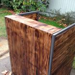 Torched Poplar And Steel Reception Desk 1 small