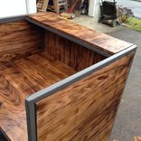 Torched Poplar And Steel Reception Desk 2 small