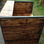 Torched Poplar And Steel Reception Desk 5 small