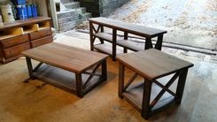 Rustic X Brace Living Room Set 1 small