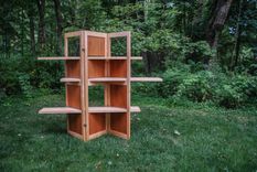 Maple And Mahogany Adjustable Room Divider Bookcase 3 small