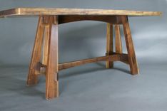 Modified Craftsman Walnut Table With Live Edge Top 2 small