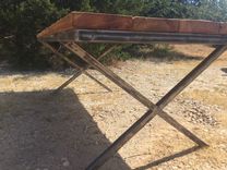 Reclaimed Wood And Steel Farmhouse Table 2 small