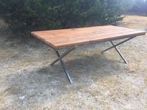 Reclaimed Wood And Steel Farmhouse Table 4 small