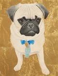 Custom Pet Portrait, Gold Leaf, Personalized Pet Memorial Dog Cat Painting, 1 small