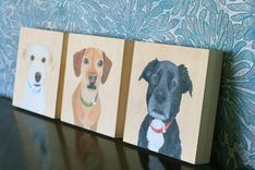 Custom Pet Portrait, Wood Panel, Personalized Pet Memorial Dog Cat, Birthday 6 small