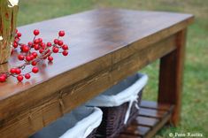 Rustic Farmhouse Bench With Storage Shelf 3 small