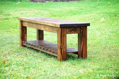 Rustic Farmhouse Bench With Storage Shelf 4 small