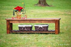 Rustic Farmhouse Bench With Storage Shelf 2 small