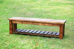 Rustic Farmhouse Bench With Storage Shelf 5 small