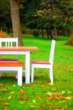 Rustic Country Cottage Farmhouse Dining Room Table, Bench & Four Chair Set 3 small