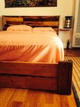 Reclaimed Rustic Bed Frame With Floating Nightstands 1 small
