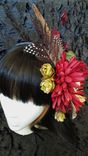 Red Flower Bone Piece Hair Clip Hat Pin Burlesque Belly Dance 3 small