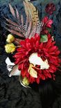 Red Flower Bone Piece Hair Clip Hat Pin Burlesque Belly Dance 2 small