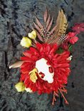 Red Flower Bone Piece Hair Clip Hat Pin Burlesque Belly Dance 1 small
