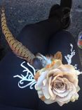 Champagne Rose Pheasant Hair Piece Hat Pin Lapel Pin 2 small