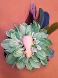 Light Green Teal Turquoise Parrot Feathers With Mink Skull 1 small