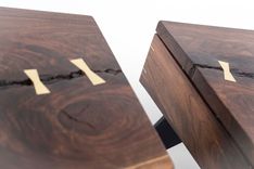 Matching Walnut Slab Nightstands With Brass Lamp Touch Sensors 6 small