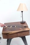 Matching Walnut Slab Nightstands With Brass Lamp Touch Sensors 2 small