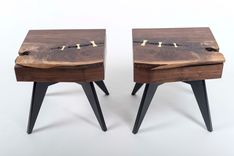 Matching Walnut Slab Nightstands With Brass Lamp Touch Sensors 1 small
