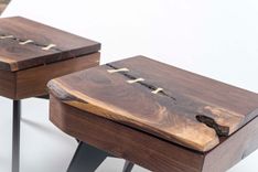 Matching Walnut Slab Nightstands With Brass Lamp Touch Sensors 5 small