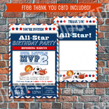 Printable Children Party Theme Invitations W/Free Thank You Cards 6 small