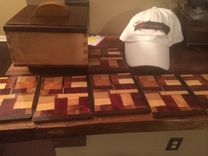 Recycled Wood Drink Coasters And Storage Box 3 small