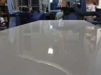 Modern White Parsons Table And Bench Dining Set High Gloss 3 small