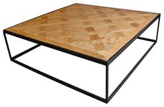 Steel And Wood Coffee Table - Parquet Style 1 small